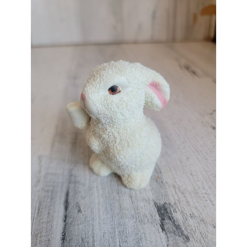 Vintage sugar textured White bow‎ bunny easter figure